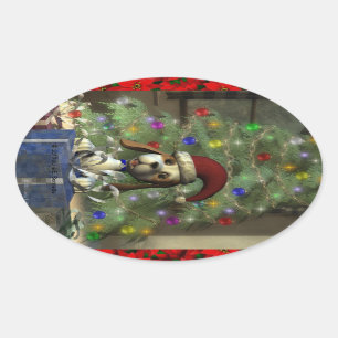 Adesivo Oval Yule Puppy Oval Sticker