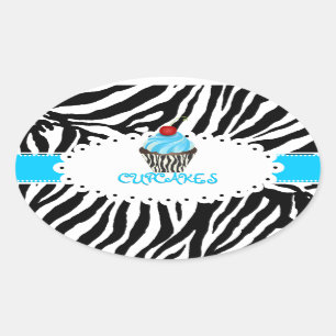 Adesivo Oval zebra PixDezines+cor de fita cupcake/DIY