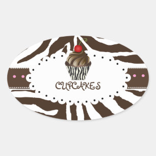 Adesivo Oval zebra PixDezines+cupcake/cor DIY