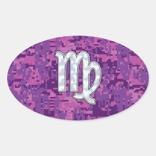 Adesivo Oval Zodíaco do Virgo da madrepérola em Digitas (Frente)