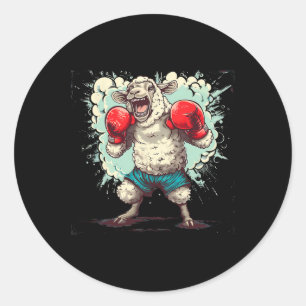 Adesivo Ovelha Boxeando Com Luvas de Boxe Kickboxing B Fun