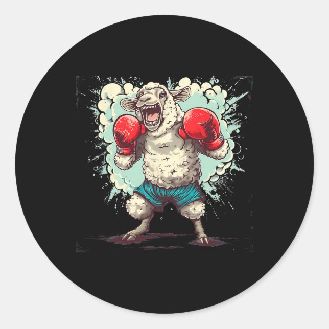 Adesivo Ovelha Boxeando Com Luvas de Boxe Kickboxing B Fun (Frente)