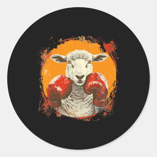 Adesivo Ovelha Boxeando Com Luvas de Boxe Kickboxing Engra (Frente)