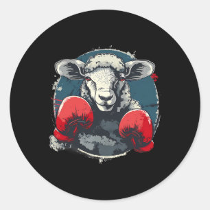 Adesivo Ovelha Boxeando Com Luvas de Boxe Kickboxing Engra