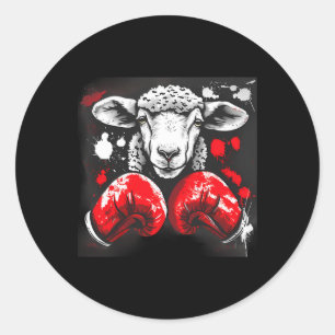 Adesivo Ovelha Boxeando Com Luvas de Boxe Kickboxing Engra