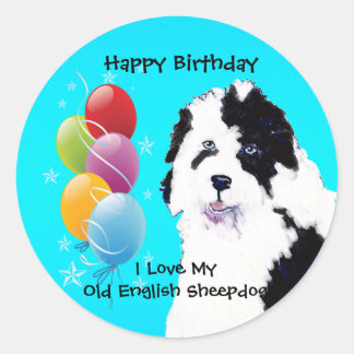 Adesivo Ovelha Cachorro Inglês - Aniversário Balão Glossy