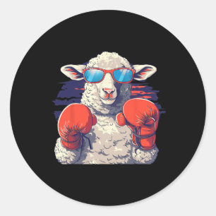 Adesivo Ovelha de Boxe Luvas de Boxe Lamb Kickboxing Engra