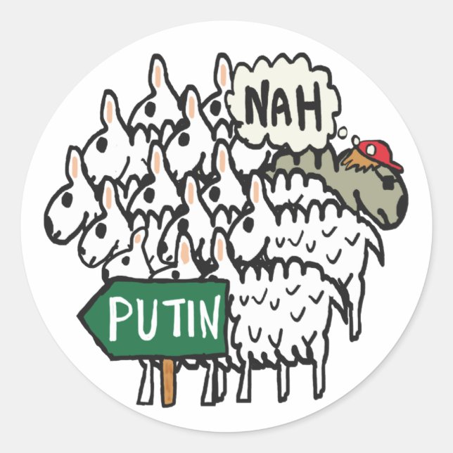 Adesivo Ovelha Engraçada Anti-Putin (Frente)