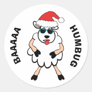 Adesivo Ovelha Engraçada Papai Noel Baa Humbug Natal
