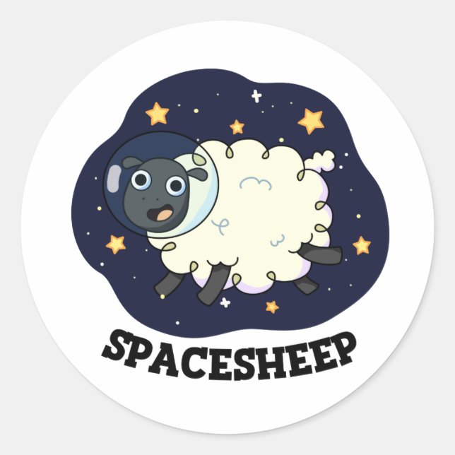 Adesivo Ovelha Espacial Astronauta Engraçado Trocadilho (Frente)