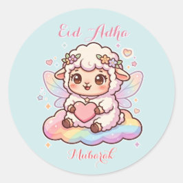 Adesivo Ovelha Fada Chibi Fofa Arco-íris Eid Adha Mubarak
