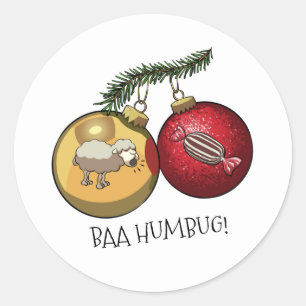 Adesivo Ovelha Fofa Baa Humbug! Desenho do Natal do Avaren