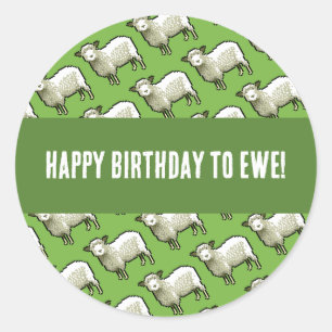 Adesivo Ovelha Fofa Feliz Aniversário Para Você Padrão de