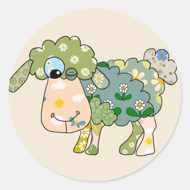Adesivo Ovelha multicolor (Frente)