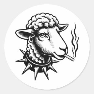 Adesivo Ovelha Rebelde – Gráfico de Estilo de Tatuagem Pun