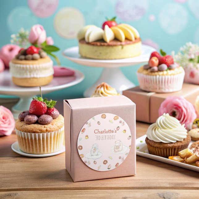 Adesivo Ovelha rosa-branca sobrepõe-se ao aniversário de c (Criador carregado)