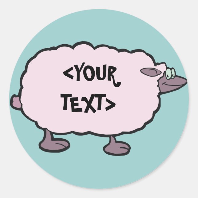 Adesivo Ovelha Rosa, <YOUR TEXT> (Frente)