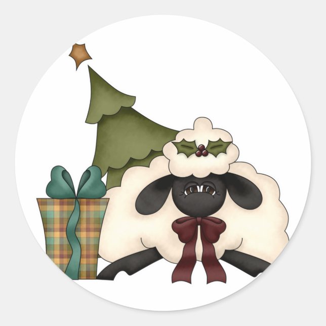 Adesivo ovelhas adoráveis da época de Natal (Frente)