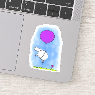 Adesivo Ovelhas brancas com balão roxo e desenho animado