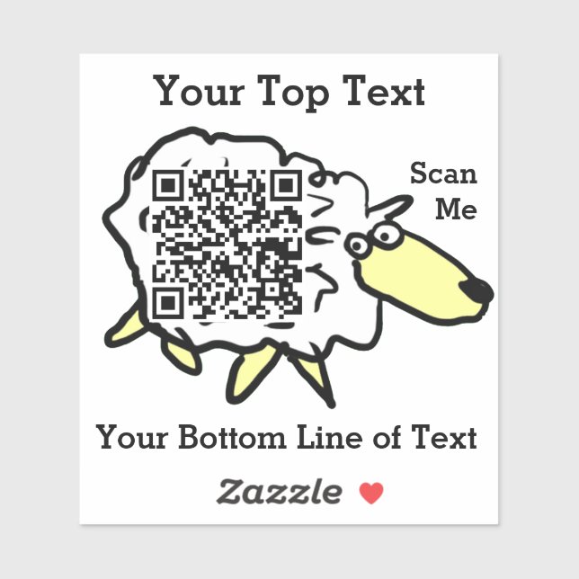 Adesivo Ovelhas divertidas contendo seu código QR em um (Folha)