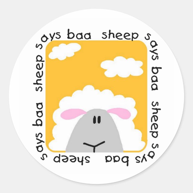 Adesivo Ovelhas dizem Camisetas de Baa e presentes (Frente)