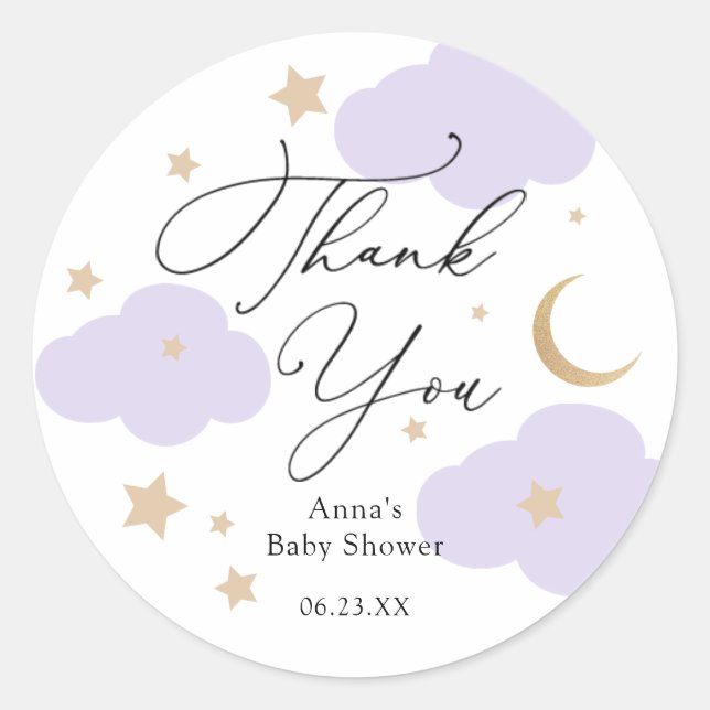 Adesivo Over the Moon Baby Shower Gift Classic Round Stick (Frente)