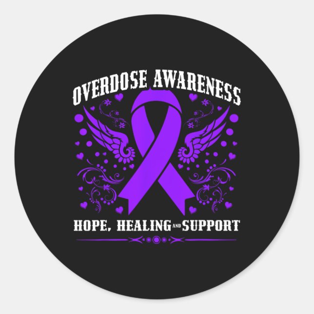 Adesivo Overdose Awareness Purple Ribbon Drug Addiction 55 (Frente)
