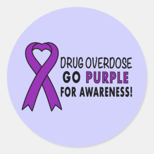 Adesivo Overdose de droga: Fita roxa da consciência