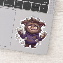 Overstimulated Chaos Bear Burnout Coffee Sticker