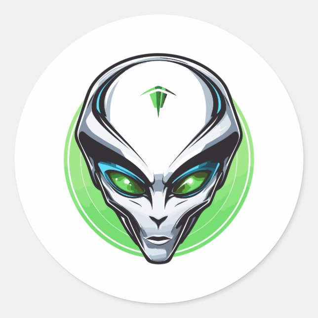 Adesivo OVNI cinza Retrato da Cabeça Vertical (Frente)
