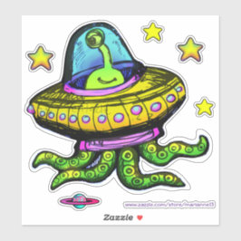 Adesivo OVNI de alienígena com Arte de Tentáculos