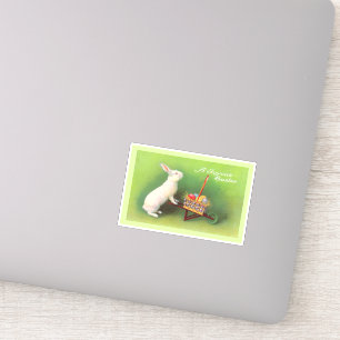 Adesivo Ovo colorido do coelho da páscoa carrinho de mão