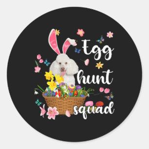 Adesivo Ovo Colorido do Felz pascoa do Poodle Branco