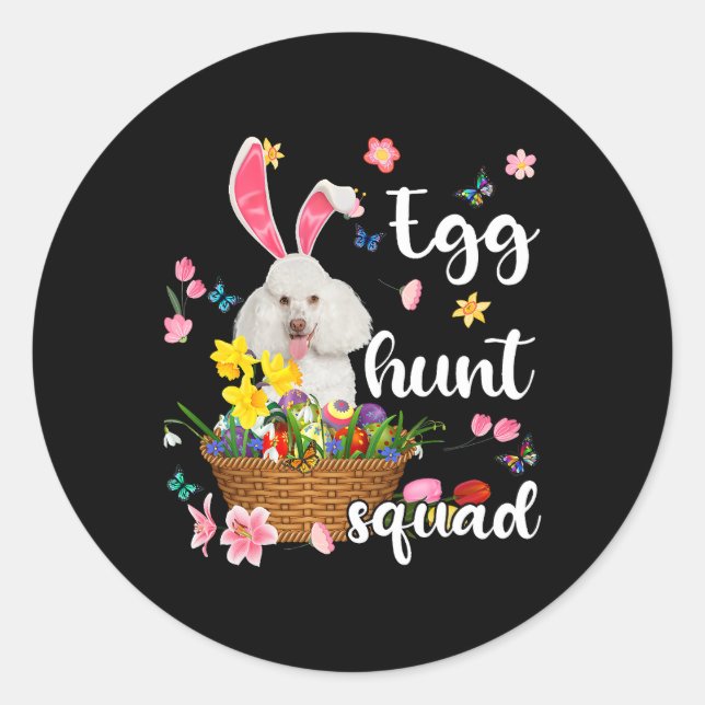 Adesivo Ovo Colorido do Felz pascoa do Poodle Branco (Frente)