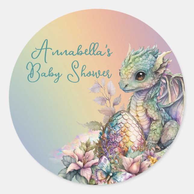 Adesivo Ovo de Dragão Bebê Fofo no Arco-íris (Frente)
