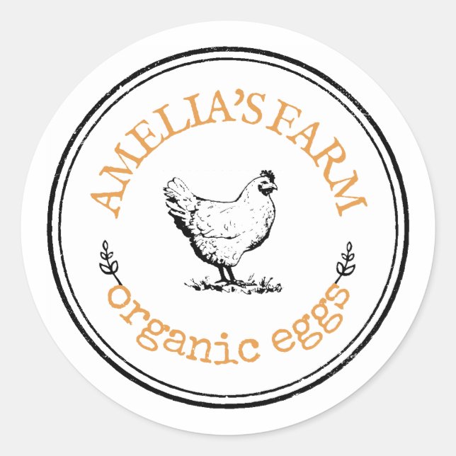 Adesivo Ovo de Galinha da Fazenda Vintage Personalizado (Frente)