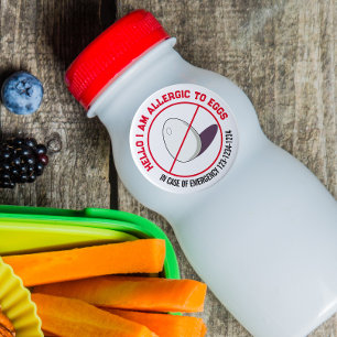 Adesivo Ovos Alergia com número de emergência