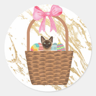 Adesivo Ovos de Gato e Páscoa numa cesta de Páscoa