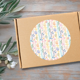 Adesivo Ovos de Listras de Páscoa em Aquarela Pastel Elega