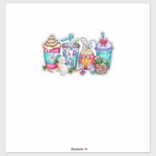Adesivo Ovos de Páscoa Caneca Bunny Café Latte Sorvete Gel