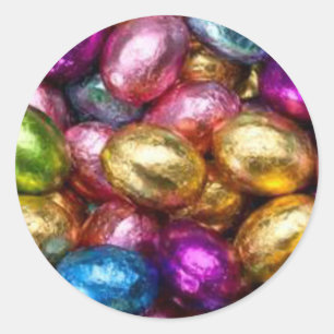 Adesivo ovos de Páscoa de chocolate com papel alumínio col