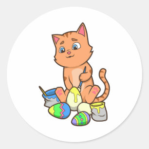 Adesivo Ovos De Páscoa De Pintura De Gato Cortado No Dia D
