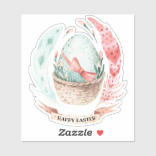 Adesivo Ovos de Páscoa e buquês de penas