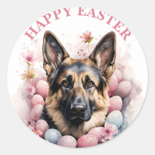 Adesivo Ovos e flores de German shepherd de páscoa -