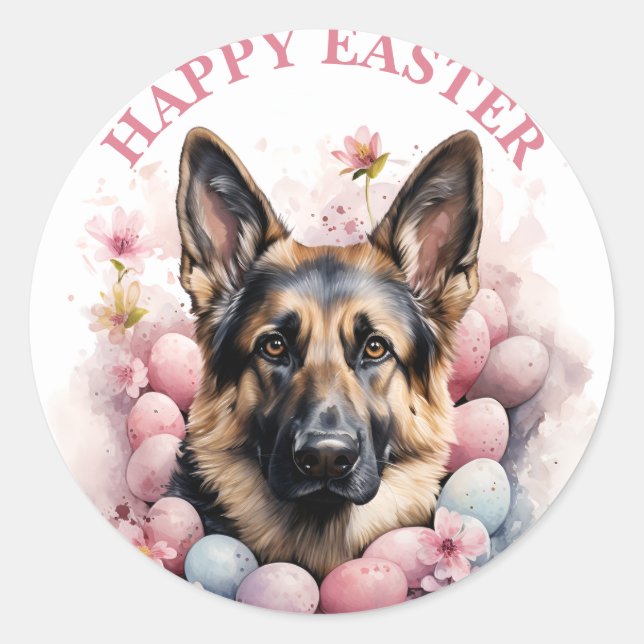 Adesivo Ovos e flores de German shepherd de páscoa - (Frente)