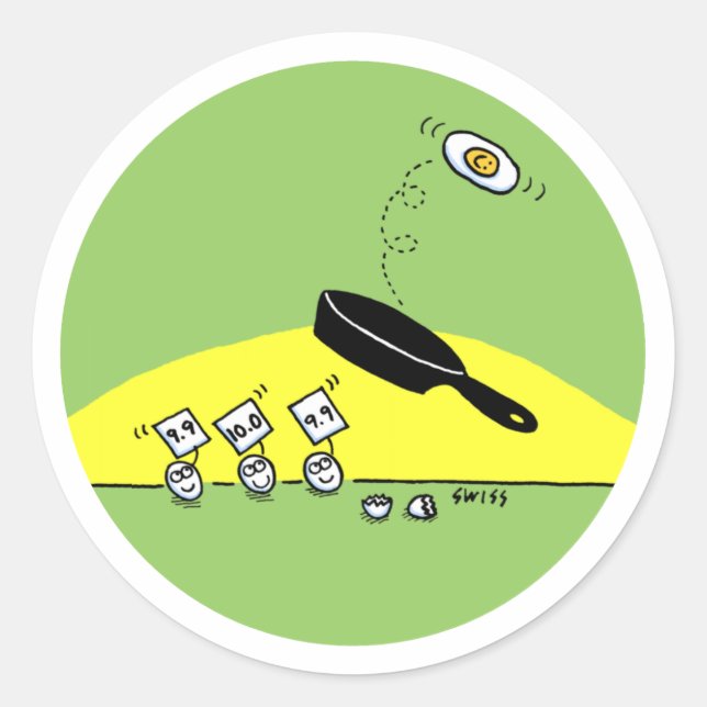 Adesivo Ovos Engraçados Assistindo Ovo Fazendo Gymnastics  (Frente)