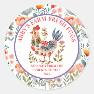 Adesivo Ovos Frescos da Fazenda Arte Popular Galinha