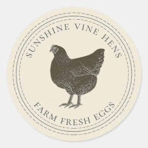 Adesivo Ovos Frescos De fazenda Vintage Hen Cartonagem De