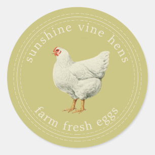 Adesivo Ovos Frescos De fazenda Vintage Hen Cartonagem De