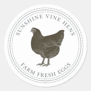 Adesivo Ovos Frescos De fazenda Vintage Hen Cartonagem De